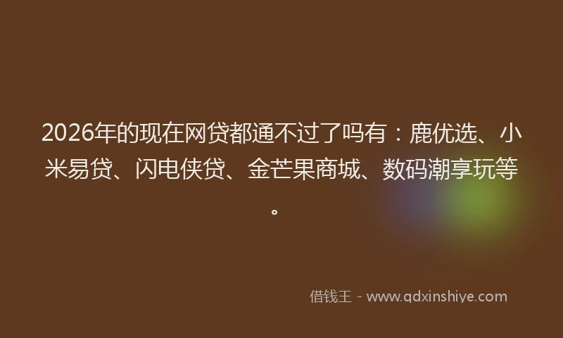2026年的现在网贷都通不过了吗有：鹿优选、小米易贷、闪电侠贷、金芒果商城、数码潮享玩等。