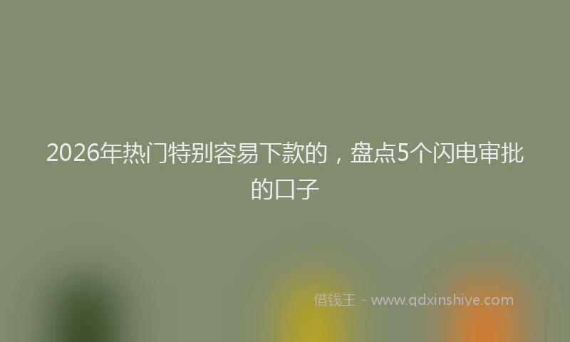 2026年热门特别容易下款的，盘点5个闪电审批的口子