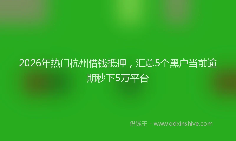 2026年热门杭州借钱抵押，汇总5个黑户当前逾期秒下5万平台