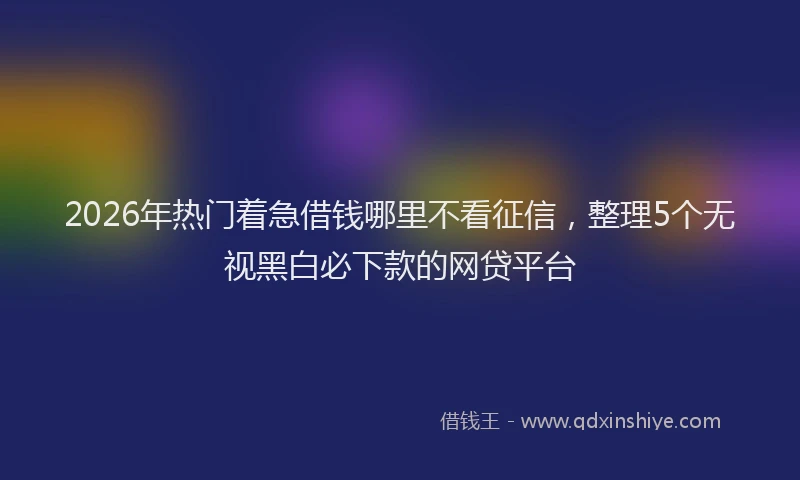 2026年热门着急借钱哪里不看征信，整理5个无视黑白必下款的网贷平台