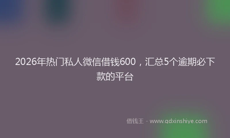 2026年热门私人微信借钱600，汇总5个逾期必下款的平台