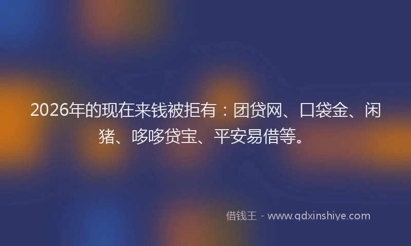 2026年的现在来钱被拒有：团贷网、口袋金、闲猪、哆哆贷宝、平安易借等。