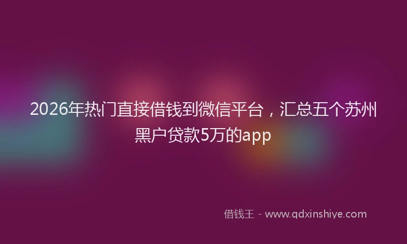 2026年热门直接借钱到微信平台，汇总五个苏州黑户贷款5万的app