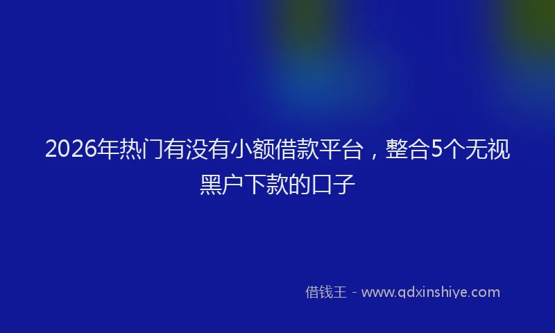 2026年热门有没有小额借款平台，整合5个无视黑户下款的口子