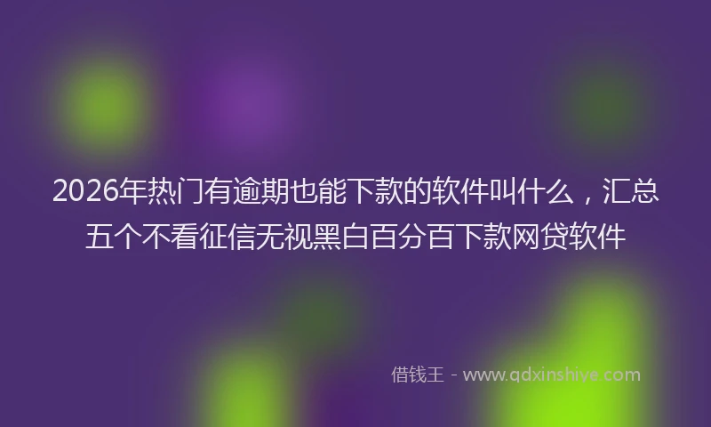 2026年热门有逾期也能下款的软件叫什么，汇总五个不看征信无视黑白百分百下款网贷软件