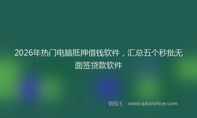 2026年热门电脑抵押借钱软件，汇总五个秒批无面签贷款软件