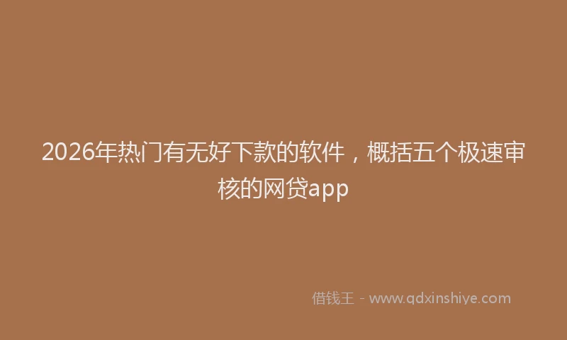 2026年热门有无好下款的软件,概括五个极速审核的网贷app