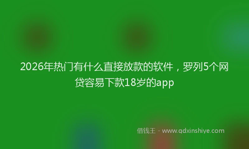 2026年热门有什么直接放款的软件，罗列5个网贷容易下款18岁的app