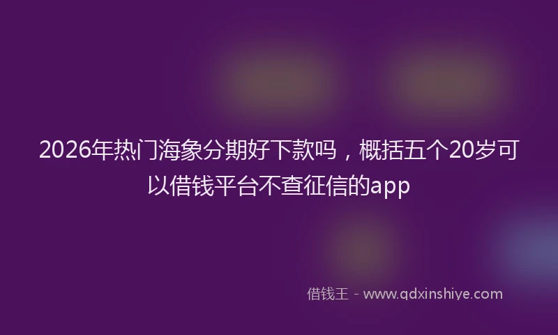 2026年热门海象分期好下款吗，概括五个20岁可以借钱平台不查征信的app