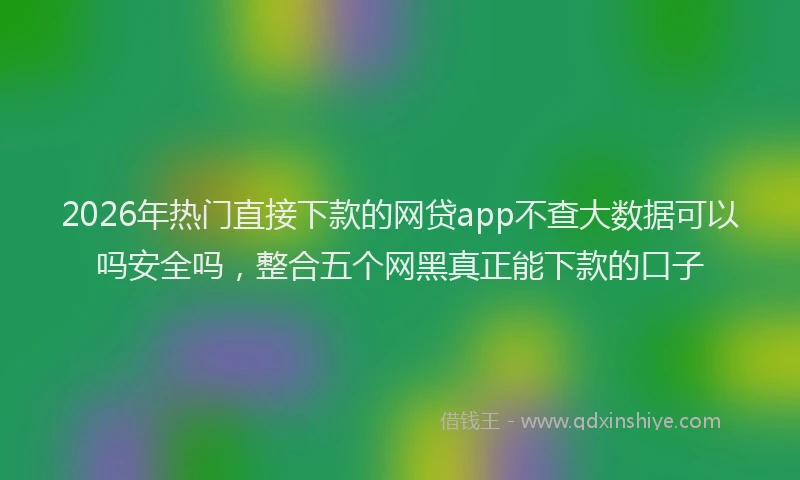 2026年热门直接下款的网贷app不查大数据可以吗安全吗,整合五个网黑真正能下款的口子