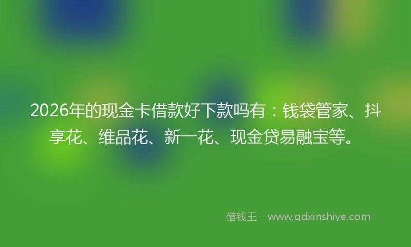 2026年的现金卡借款好下款吗有：钱袋管家、抖享花、维品花、新一花、现金贷易融宝等。