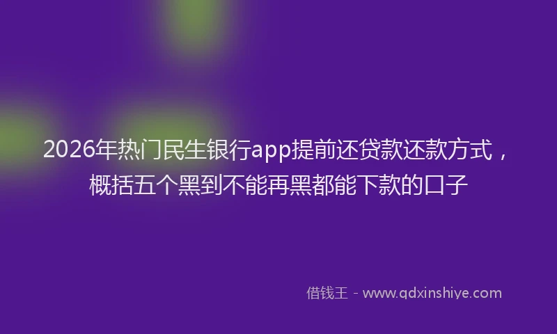 2026年热门民生银行app提前还贷款还款方式，概括五个黑到不能再黑都能下款的口子