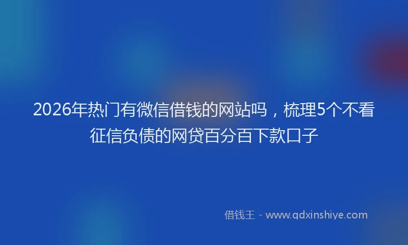 2026年热门有微信借钱的网站吗,梳理5个不看征信负债的网贷百分百下款口子