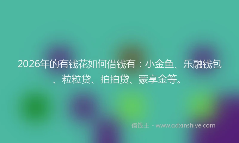 2026年的有钱花如何借钱有：小金鱼、乐融钱包、粒粒贷、拍拍贷、蒙享金等。