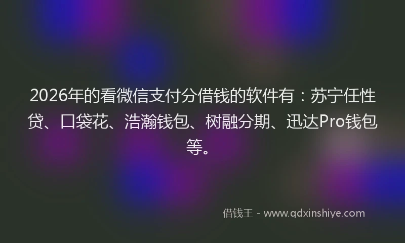 2026年的看微信支付分借钱的软件有:苏宁任性贷、口袋花、浩瀚钱包、树融分期、迅达Pro钱包等。