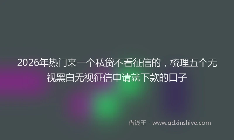 2026年热门来一个私贷不看征信的，梳理五个无视黑白无视征信申请就下款的口子