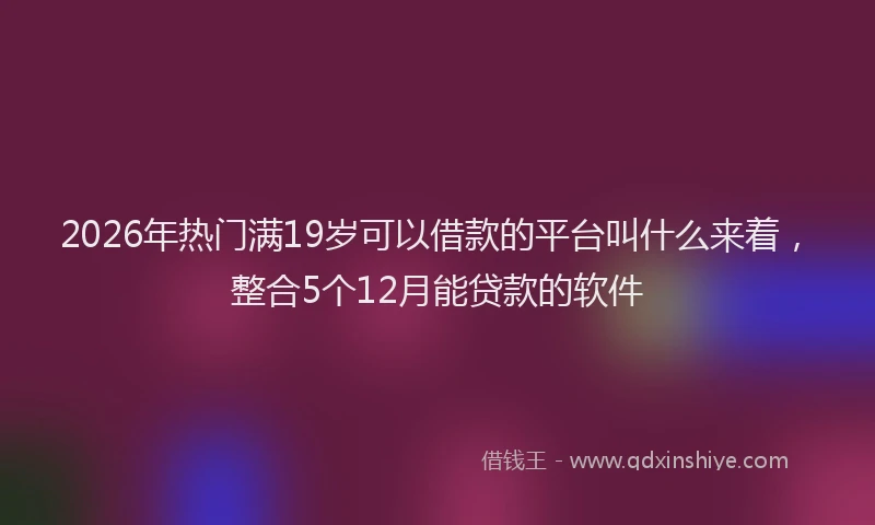 2026年热门满19岁可以借款的平台叫什么来着，整合5个12月能贷款的软件
