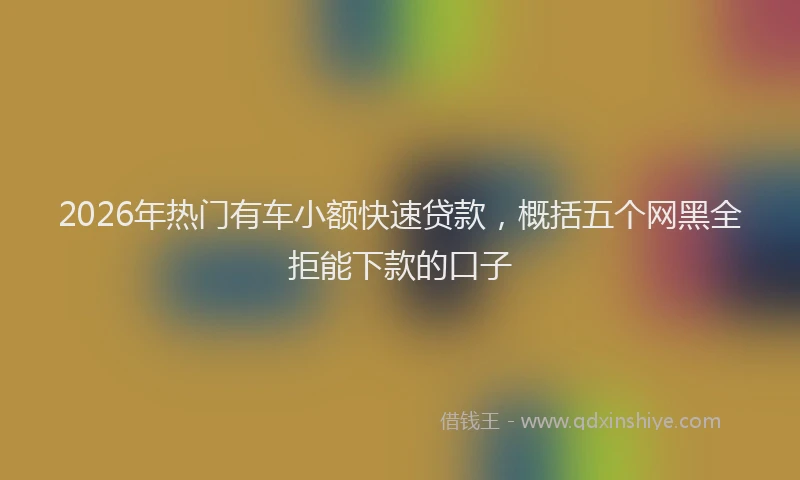 2026年热门有车小额快速贷款，概括五个网黑全拒能下款的口子