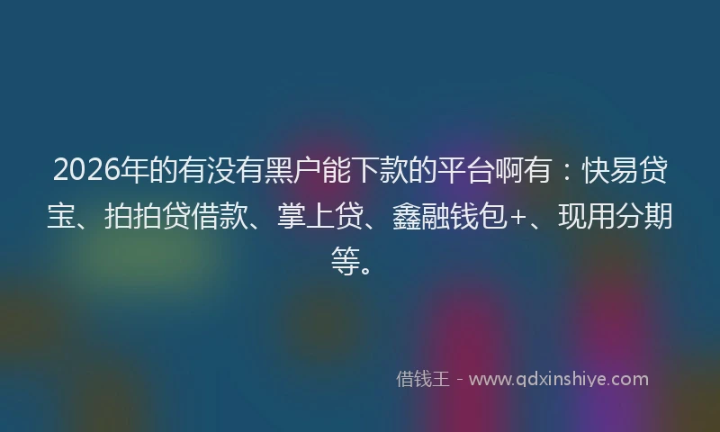 2026年的有没有黑户能下款的平台啊有：快易贷宝、拍拍贷借款、掌上贷、鑫融钱包+、现用分期等。
