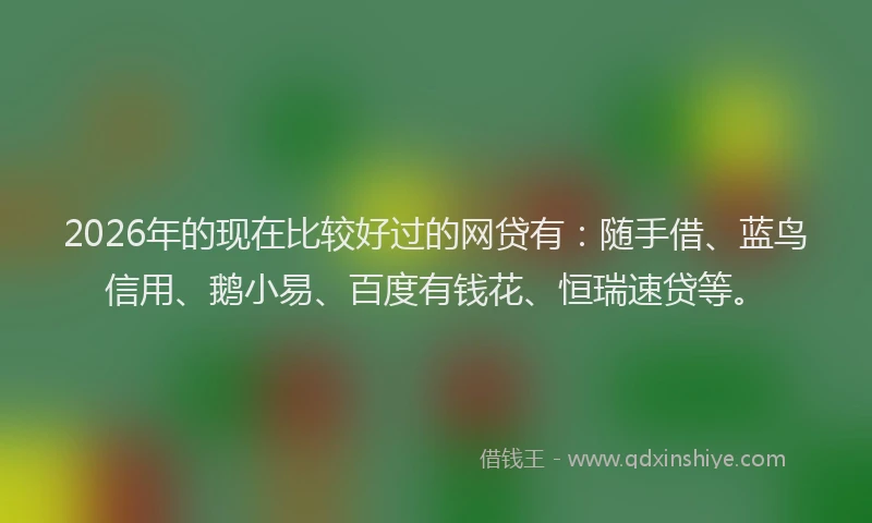 2026年的现在比较好过的网贷有:随手借、蓝鸟信用、鹅小易、百度有钱花、恒瑞速贷等。