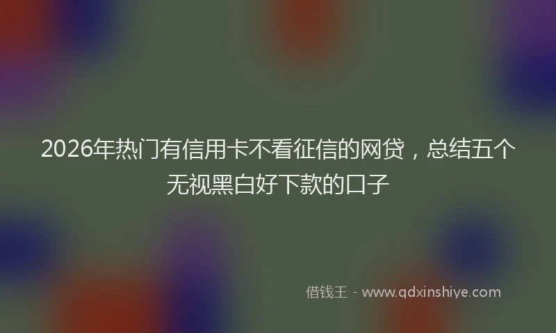 2026年热门有信用卡不看征信的网贷,总结五个无视黑白好下款的口子