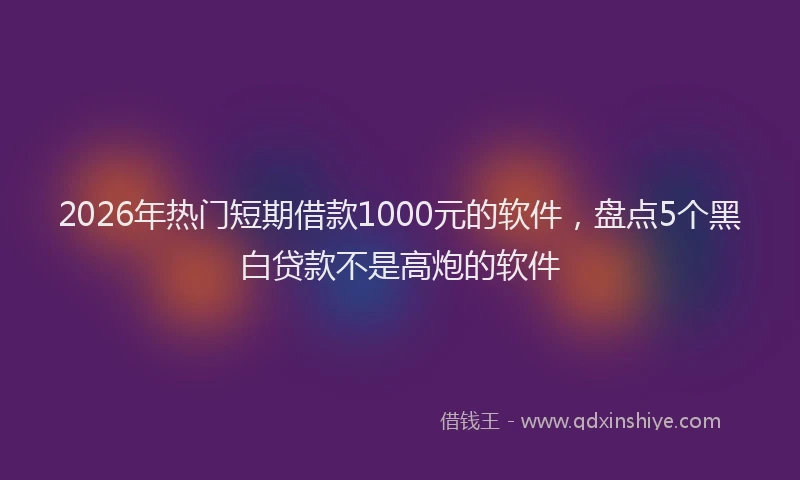 2026年热门短期借款1000元的软件，盘点5个黑白贷款不是高炮的软件