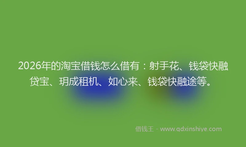 2026年的淘宝借钱怎么借有：射手花、钱袋快融贷宝、玥成租机、如心来、钱袋快融途等。