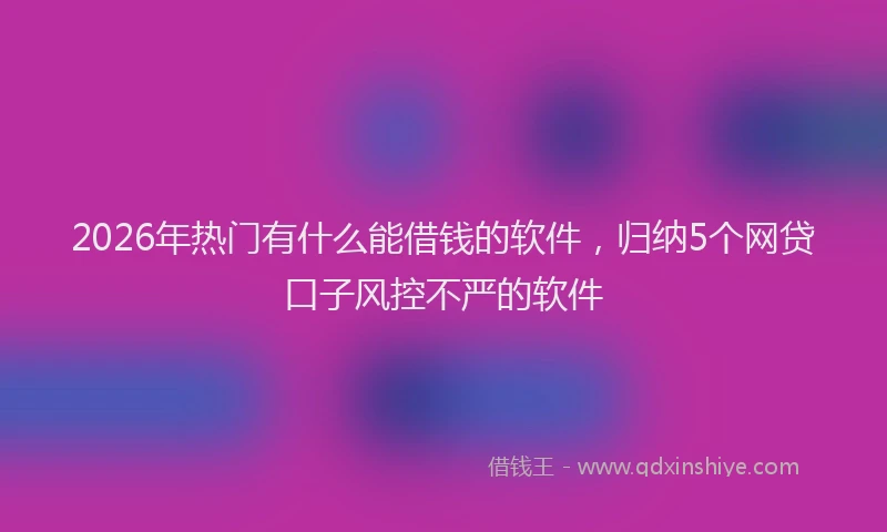 2026年热门有什么能借钱的软件，归纳5个网贷口子风控不严的软件