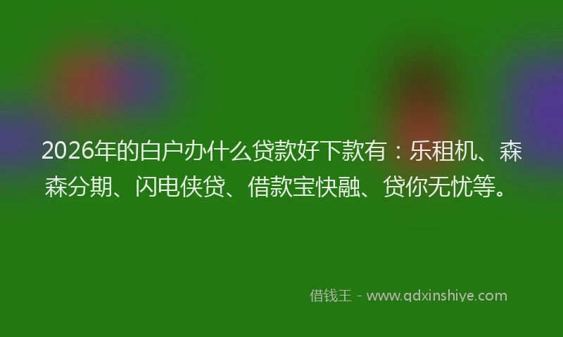 2026年的白户办什么贷款好下款有:乐租机、森森分期、闪电侠贷、借款宝快融、贷你无忧等。