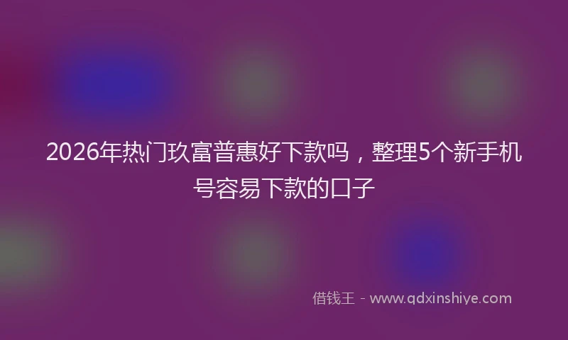 2026年热门玖富普惠好下款吗,整理5个新手机号容易下款的口子