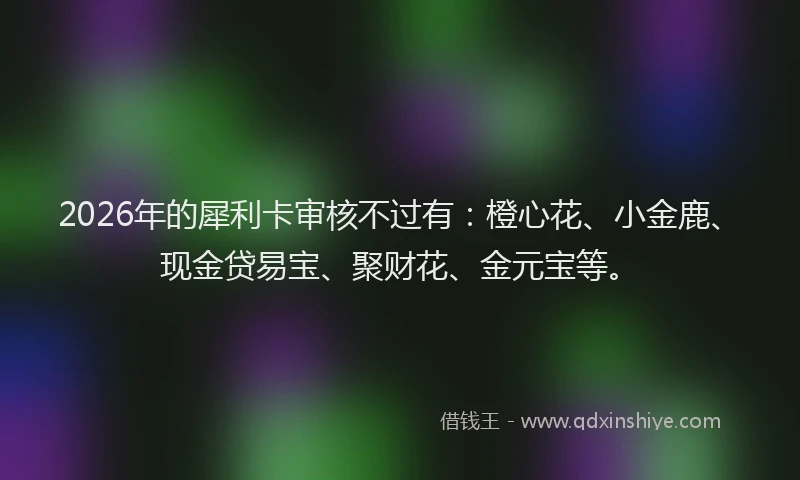 2026年的犀利卡审核不过有：橙心花、小金鹿、现金贷易宝、聚财花、金元宝等。
