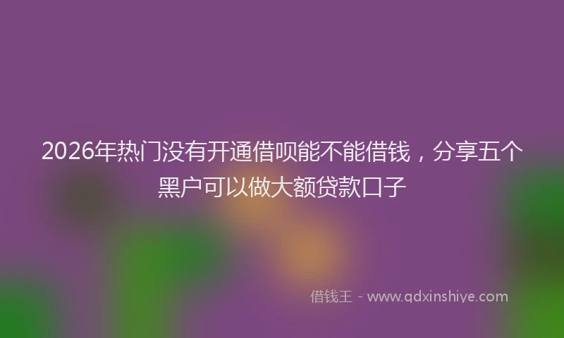 2026年热门没有开通借呗能不能借钱，分享五个黑户可以做大额贷款口子