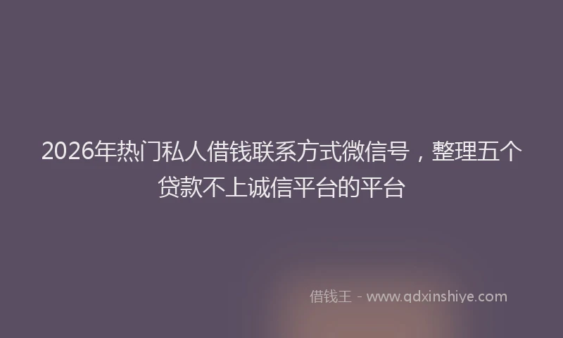2026年热门私人借钱联系方式微信号，整理五个贷款不上诚信平台的平台