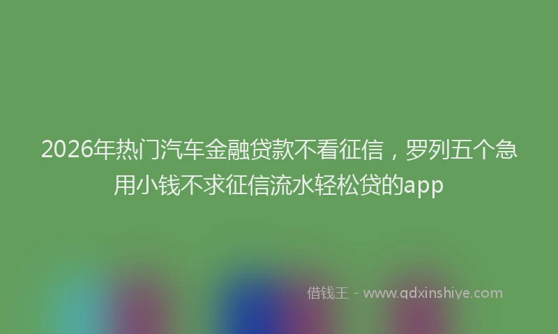 2026年热门汽车金融贷款不看征信，罗列五个急用小钱不求征信流水轻松贷的app