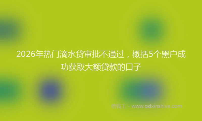 2026年热门滴水贷审批不通过,概括5个黑户成功获取大额贷款的口子