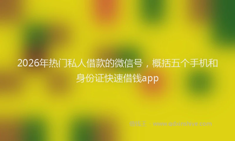 2026年热门私人借款的微信号，概括五个手机和身份证快速借钱app