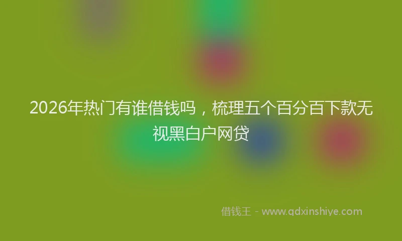 2026年热门有谁借钱吗，梳理五个百分百下款无视黑白户网贷