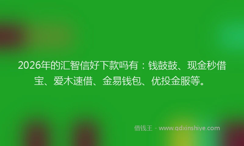 2026年的汇智信好下款吗有:钱鼓鼓、现金秒借宝、爱木速借、金易钱包、优投金服等。