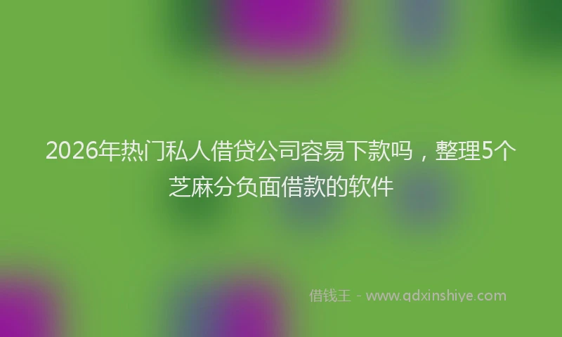 2026年热门私人借贷公司容易下款吗，整理5个芝麻分负面借款的软件
