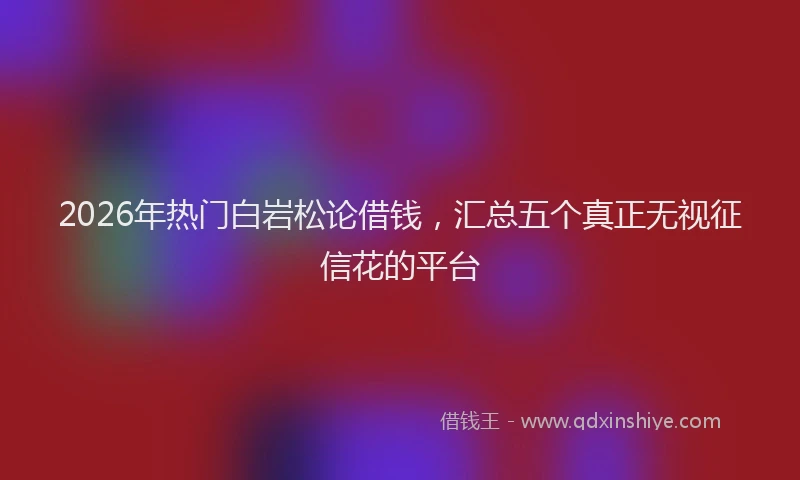 2026年热门白岩松论借钱，汇总五个真正无视征信花的平台