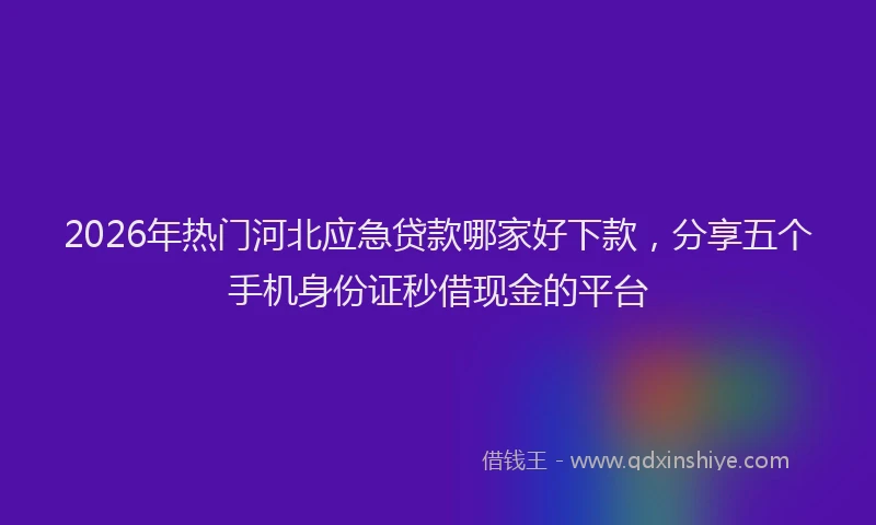2026年热门河北应急贷款哪家好下款，分享五个手机身份证秒借现金的平台