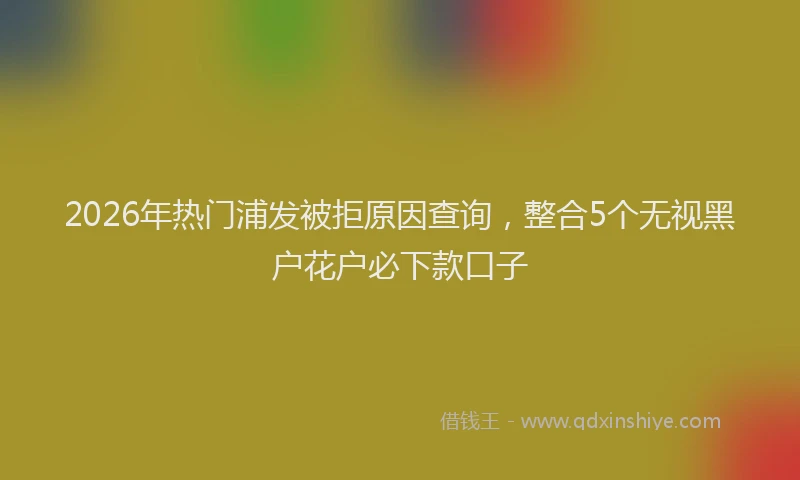 2026年热门浦发被拒原因查询,整合5个无视黑户花户必下款口子