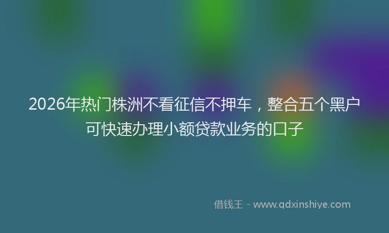 2026年热门株洲不看征信不押车，整合五个黑户可快速办理小额贷款业务的口子