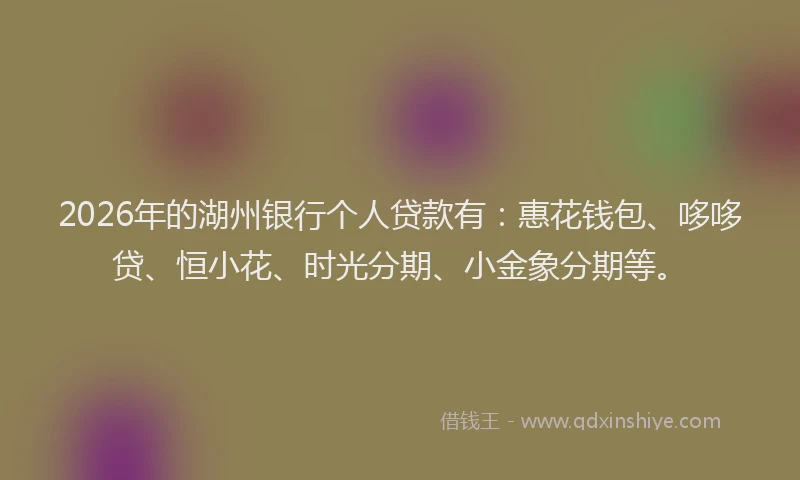 2026年的湖州银行个人贷款有：惠花钱包、哆哆贷、恒小花、时光分期、小金象分期等。