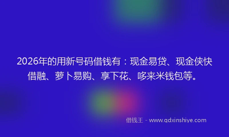 2026年的用新号码借钱有:现金易贷、现金侠快借融、萝卜易购、享下花、哆来米钱包等。