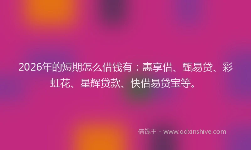 2026年的短期怎么借钱有：惠享借、甄易贷、彩虹花、星辉贷款、快借易贷宝等。