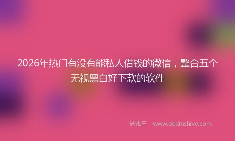 2026年热门有没有能私人借钱的微信，整合五个无视黑白好下款的软件