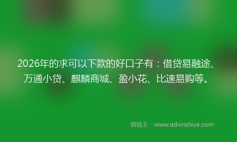 2026年的求可以下款的好口子有:借贷易融途、万通小贷、麒麟商城、盈小花、比速易购等。