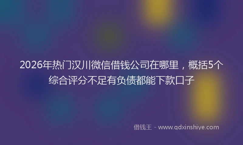 2026年热门汉川微信借钱公司在哪里，概括5个综合评分不足有负债都能下款口子