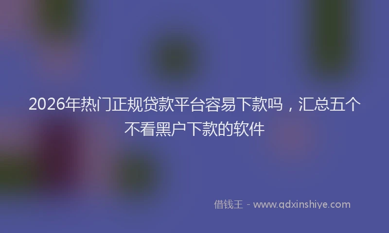 2026年热门正规贷款平台容易下款吗,汇总五个不看黑户下款的软件
